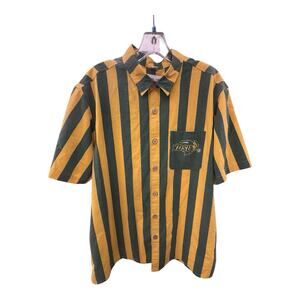 NDSU Bison Green Yellow Candy Stripe Button Up Shirt Hawaiian Tellum & Chop XL